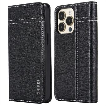 GEBEI Warship Series Genuine Leather Phone Protective Case Shell with 2 Card Slots for iPhone 13 Pro 6.1 inch