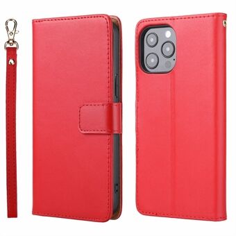Retro Style Anti-drop Genuine Leather Phone Cover Wallet Stand Shell with Strap Phone Case for iPhone 13 Pro 6.1 inch