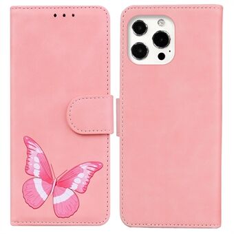 Big Butterfly Pattern Printing Dual-sided Magnetic Clasp Anti-scratch Skin-touch PU Leather Phone Cover with Stand for iPhone 13 Pro 6.1 inch