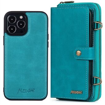 MEGSHI 020 Series 3-in-1 Magnetic Detachable Design Shockproof PU Leather TPU Wallet Cover Shoulder Bag for iPhone 13 Pro 6.1 inch