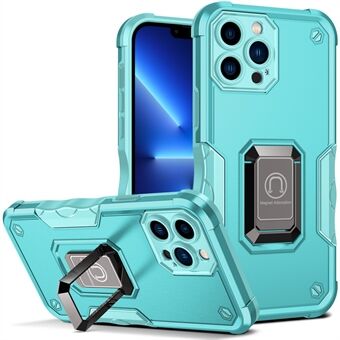 Shock-Absorption PC+TPU Hybrid Phone Case with Built-in Finger Ring Kickstand for iPhone 13 Pro 6.1 inch