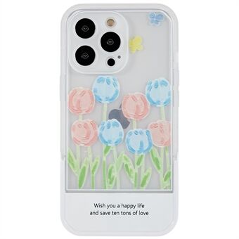 Tulips Flowers Pattern Printing Soft TPU Case for iPhone 13 Pro 6.1 inch Camera Protection Protective Cover with Kickstand