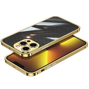 For iPhone 13 Pro 6.1 inch Metal Lens Protector Stainless Steel Frame Phone Case with Carbon Fiber Aramid Fiber Back Film