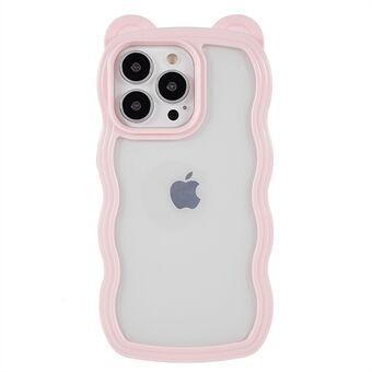 For iPhone 13 Pro 6.1 inch Detachable 2-in-1 Phone Case Bear Ear Decor PC+TPU Color Frame Cell Phone Cover