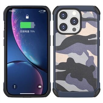 For iPhone 13 Pro 6.1 inch Fall Proof Camouflage Pattern PU Leather Coated Phone Back Cover with Airbag ABS+PC Protective Case