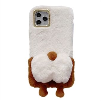 For iPhone 13 Pro 6.1 inch Anti-tear Cute Fluffy Cell Phone Case Warm Plush+TPU Soft Phone Cover