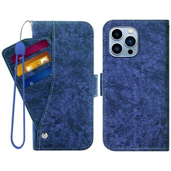 For iPhone 13 Pro 6.1 inch PU Leather Water-ink Painting Texture Phone Case Rotating Card Slots Stand Wallet Folio Flip Cover