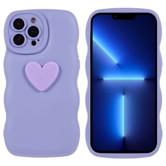 For iPhone 13 Pro 6.1 inch Love Heart Shape Design Phone Case Soft TPU Wavy Edge Shockproof Air Cushion Cover
