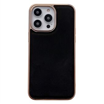 Silky Series For iPhone 13 Pro 6.1 inch Stylish Nano Electroplating Protective Cover Genuine Leather Coated TPU Anti-drop Back Case