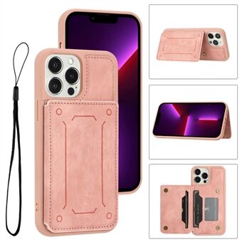 Back Shell for iPhone 13 Pro 6.1 inch, Anti-collision PU Leather Coated TPU Phone Case Dual Card Holder Kickstand Magnetic Cover