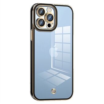 For iPhone 13 Pro 6.1 inch Transparent TPU Cover Shock-absorbing Airbag Design Electroplated Back Case with Plastic Lens Film