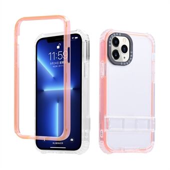 For iPhone 13 Pro 6.1 inch Transparent Phone Protective Case TPU + PC Anti-scratch Back Cover with Hidden Kickstand