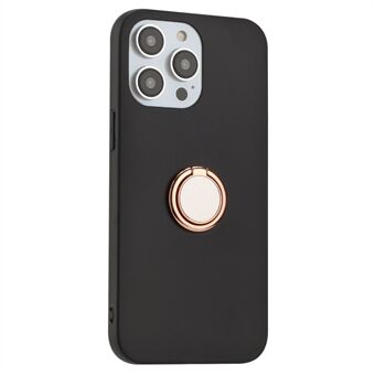 Mobile Phone Shell for iPhone 13 Pro 6.1 inch Soft MatteTPU Cover with Ring Holder Kickstand
