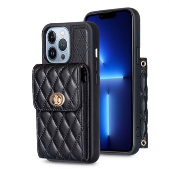 BF20 for iPhone 13 Pro 6.1 inch Card Holder Design Fall-proof Case PU Leather Coated TPU Phone Cover