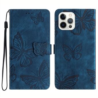 For iPhone 13 Pro 6.1 inch PU Leather Butterfly Imprinted Stand Wallet Case Skin-touch Phone Cover