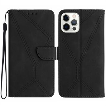 HT05 For iPhone 13 Pro 6.1 inch Skin-touch Fully Wrapped Phone Case PU Leather Wallet Cover with Strap