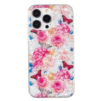 For iPhone 13 Pro 6.1 inch IMD Marble Flower Anti-Drop Slim Case Shell Pattern TPU Phone Protector