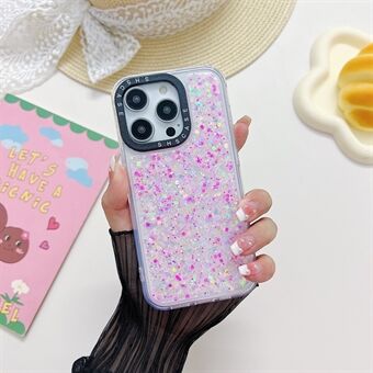 Epoxy PC+TPU Case for iPhone 13 Pro 6.1 inch Glitter Sparkle Camera Protection Frame Luminous Phone Cover
