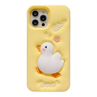 For iPhone 13 Pro 3D Cartoon Phone Case Squeeze Duck Pattern Silicone Smartphone Cover