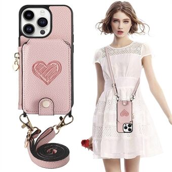 Anti-drop Case for iPhone 13 Pro 6.1 inch Zipper Wallet Kickstand PU Leather+PC+TPU Phone Cover with Lanyard