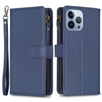 BF Style-19 Zipper Pocket Stand Case for iPhone 13 Pro , Wallet PU Leather Shockproof Phone Cover