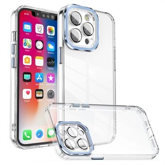 For iPhone 13 Pro 6.1 inch Anti-scratch Phone Cover Transparent TPU+PC Case with Glass Lens Film