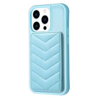 BF26 For iPhone 13 Pro Kickstand Wave Stitching Texture Phone Case Card Holder TPU+PU Leather Phone Cover