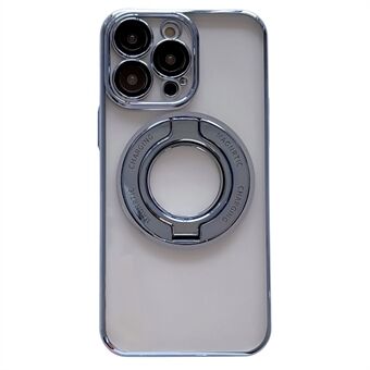 For iPhone 13 Pro Compatible with MagSafe Clear PC Phone Case Electroplating Kickstand Cover with Lens Film