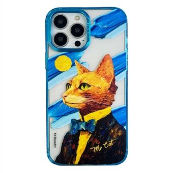 For iPhone 13 Pro 6.1 inch Oil Painting Back Cover Scratch Proof PC+TPU Phone Case