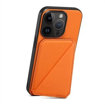 Calf Texture PU+PC+TPU Case for iPhone 13 Pro 6.1 inch Drop-Proof Card Slot Kickstand Phone Cover