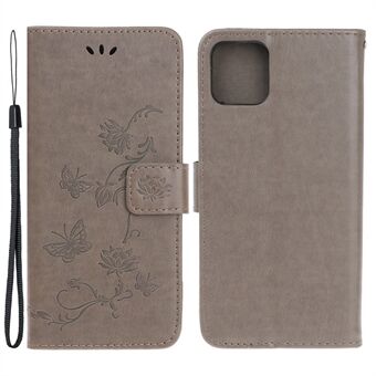 Imprint Butterfly Flower Leather Case Shell with Stand Wallet for iPhone 13 mini 5.4 inch