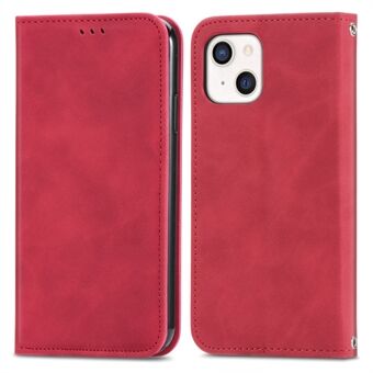 Auto-absorbed Anti-fall Vintage Style Skin-touch Feeling Leather Case for iPhone 13 mini 5.4 inch