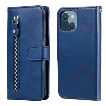 Drop-resistant Zipper Pocket Leather Wallet Phone Shell for iPhone 13 mini 5.4 inch