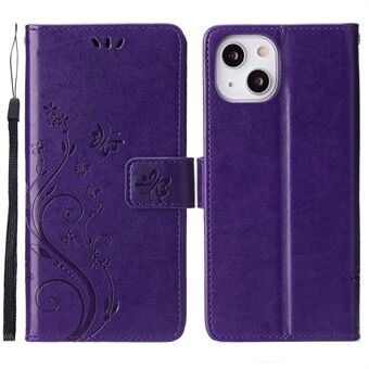 Butterflies Pattern Imprint PU Leather Wallet Card Slots Cover Phone Stand Case for	iPhone 13 mini