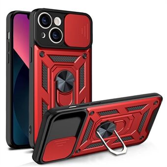 All-round Protective Camera Slide Phone Anti-fall Case Back Shell with Kickstand for iPhone 13 mini 5.4 inch