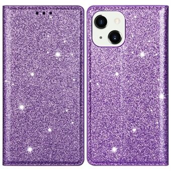 Glitter Sequins Auto-absorbed Ultra-thin Leather Stand Case Cover for iPhone 13 mini 5.4 inch