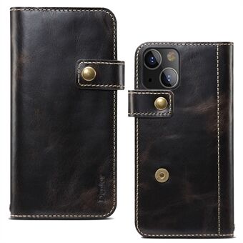 Magnetic Clasp Cowhide Leather Phone Wallet Cover Stand Case for iPhone 13 mini 5.4 inch