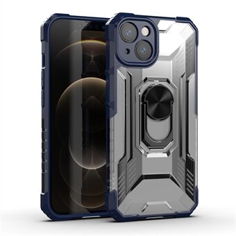 RUGGED SHIELD Ring Holder Kickstand Design Shockproof PC+TPU Hybrid Case Cover for iPhone 13 mini 5.4 inch