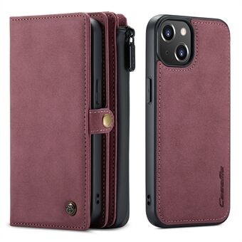 CASEME 018 Series Matte Surface Multi-Slot Design Leather Wallet Stand 2-in-1 Detachable Mobile Phone Cover Case for iPhone 13 mini 5.4 inch