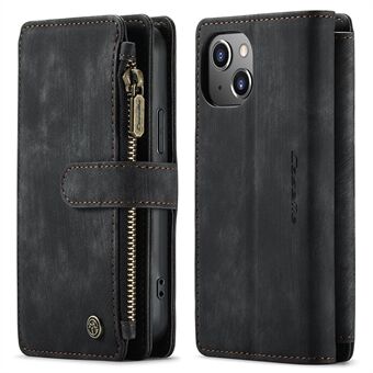 CASEME C30 Series For iPhone 13 mini 5.4 inch Supporting Stand Design Zipper Pocket Shockproof PU Leather TPU Wallet Cover Flip Case Phone Case