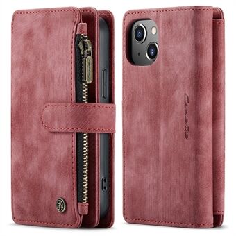 CASEME C30 Series For iPhone 13 mini 5.4 inch Supporting Stand Design Zipper Pocket Shockproof PU Leather TPU Wallet Cover Flip Case Phone Case