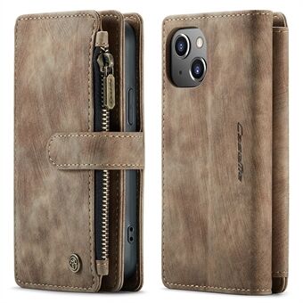 CASEME C30 Series For iPhone 13 mini 5.4 inch Supporting Stand Design Zipper Pocket Shockproof PU Leather TPU Wallet Cover Flip Case Phone Case