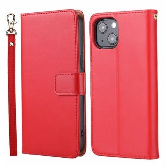 Retro Style Anti-theft Phone Case Genuine Leather Wallet Stand Case with Strap for iPhone 13 mini 5.4 inch