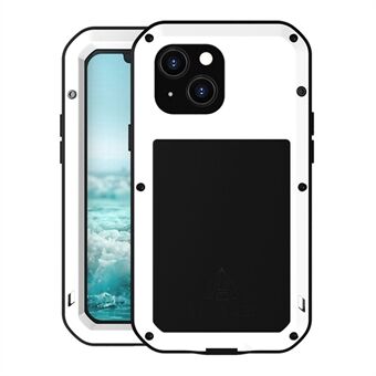 LOVE MEI Shockproof Dropproof Dustproof Metal + Silicone + Tempered Glass Protective Phone Hybrid Case Cover for iPhone 13 mini 5.4 inch