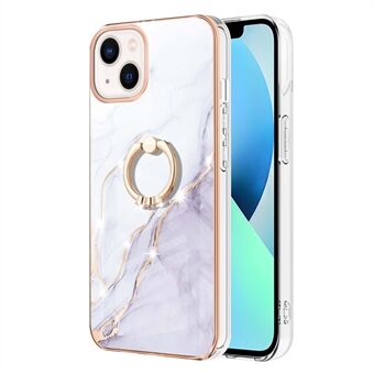 Super-Light Electroplating Vivid IML IMD Marble Pattern Flexible TPU Phone Cover Case with Kickstand for iPhone 13 mini 5.4 inch