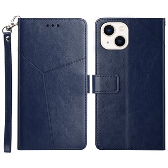 Shockproof PU Leather Phone Case Y-shaped Line Imprinting Wallet Shell Stand Cover for iPhone 13 mini 5.4 inch