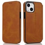 Jazz Series Auto-absorbed Magnetic Closure Stand Leather Phone Cover Shell with Card Slots for iPhone 13 mini 5.4 inch