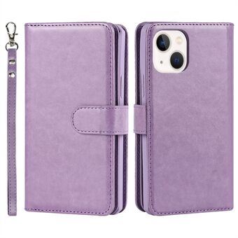 Shock Absorption Detachable PU Leather Wallet Stand Phone Case Shell with Wrist Strap for iPhone 13 mini 5.4 inch