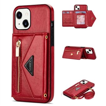N.BEKUS for iPhone 13 mini 5.4 inch Anti-fall Kickstand Design Snap Button Wallet PU Leather + TPU Phone Case