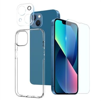 NORTHJO For iPhone 13 mini 5.4 inch Crystal Clear TPU Phone Case + Tempered Glass Screen Protector Back Camera Lens Protector